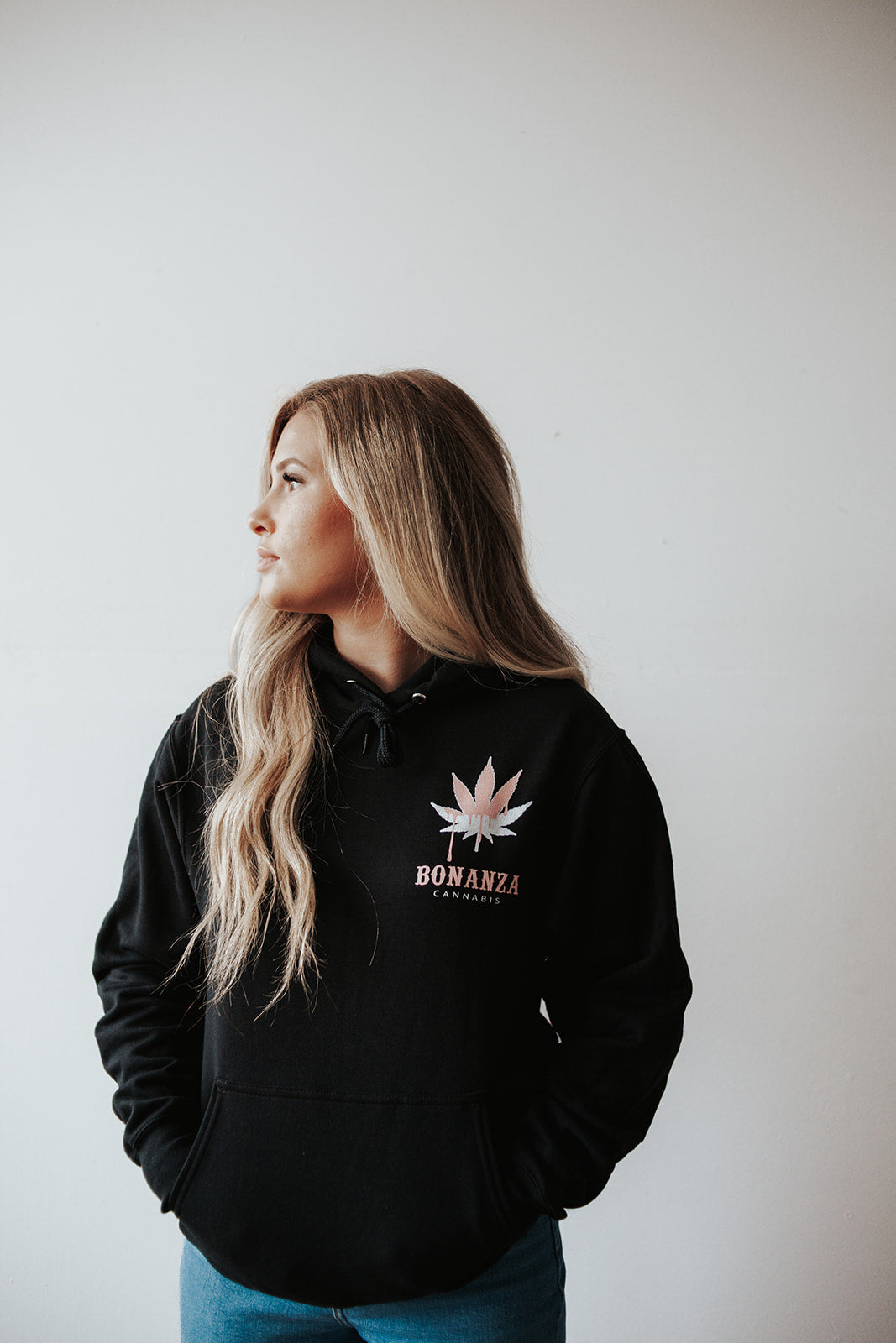 Black Hoodie - Pink Drip